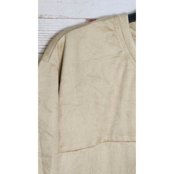 Gold Leaf Small Crew Neck Designer Shirt - Men's Soft Suede Feel Shirt in Bone - Picture 10 of 11